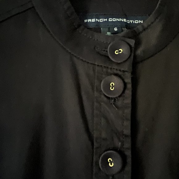 French Connection 3/4 Sleeve Button Up Smock Black Jacket Size 6 - Picture 9 of 14